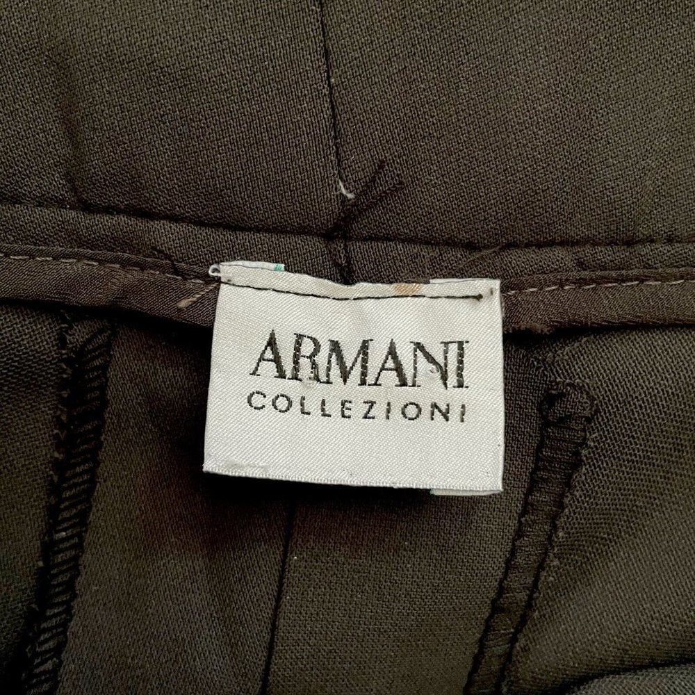 Armani Collezioni Womens Dress Pants Sz 10 Dark Gray Wool Straight Leg Trouser - Picture 8 of 8